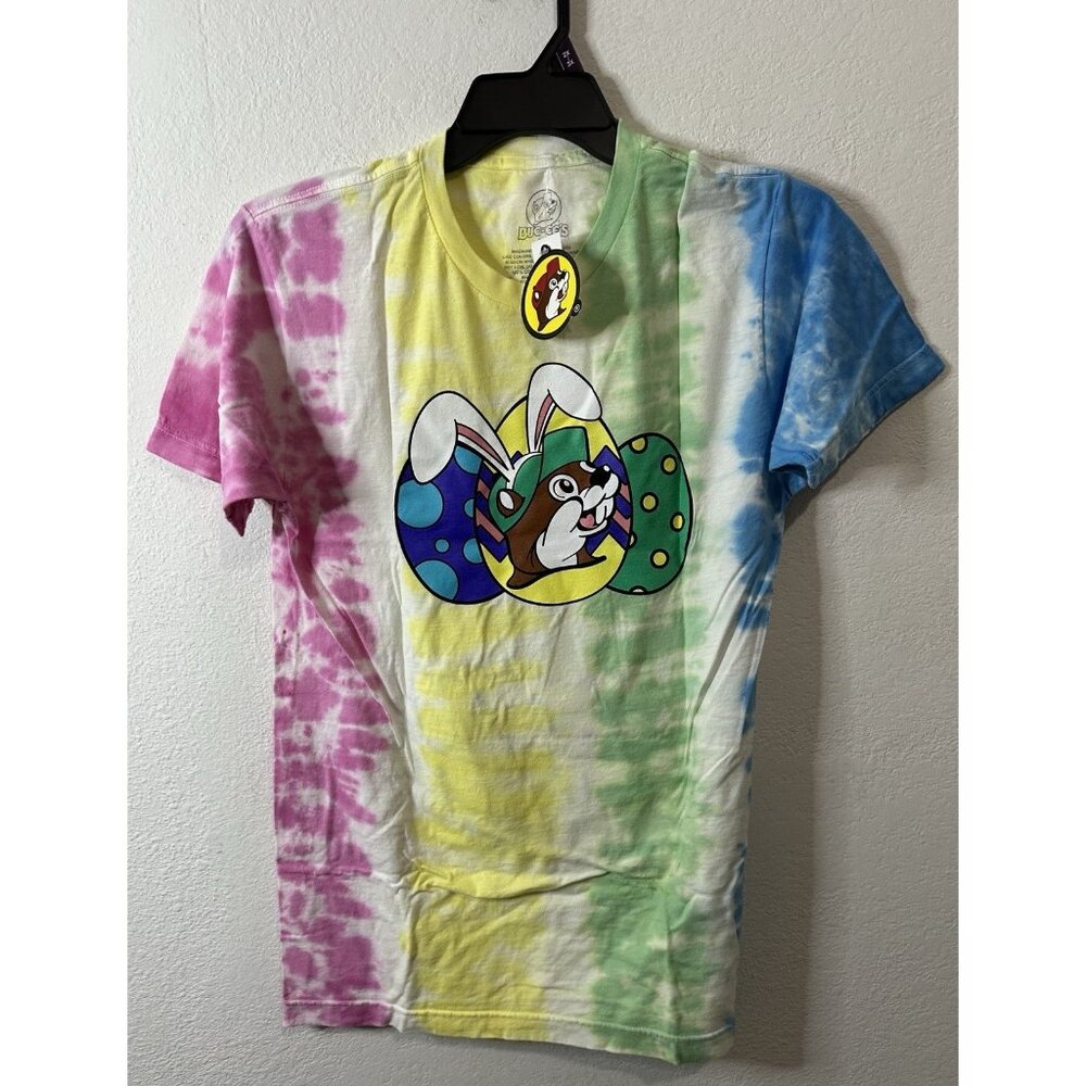 Buc-ee’st Women’s Tie Dye Easter Bunny Eggs Short Sleeve T Shirt Size Medium